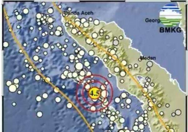 Pusat Gempa Hari Ini 2 Menit yang Lalu Guncang Sinabang Aceh, Cek Magnitudonya
