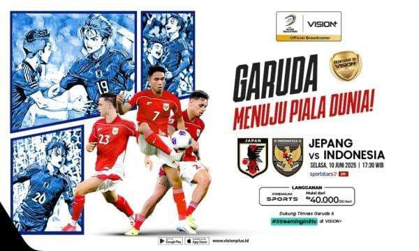 Jangan Lewatkan Duel Hidup Mati Timnas Indonesia vs Jepang di Vision+, Begini Cara Nontonnya!