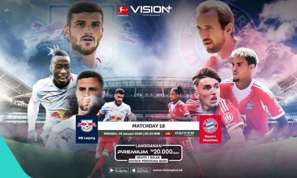 Jadwal dan Link Live Streaming RB Leipzig vs Bayern Munich di Bundesliga 2025-2026, Saksikan di VISION+!