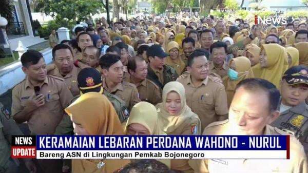 Momen Halal Bi Halal Perdana Setyo Wahono & Nurul Azizah Bareng ASN Pemkab Bojonegoro