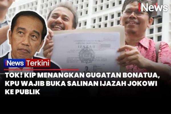 Bonatua Menang Gugatan di KIP, KPU Wajib Buka Salinan Ijazah Jokowi ke Publik