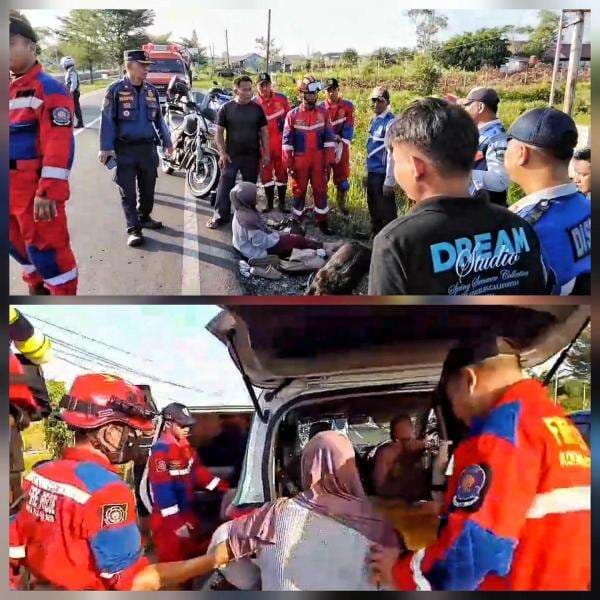 Tim Rescue Damkar Evakuasi Dua Korban Kecelakaan Motor di Palangka Raya