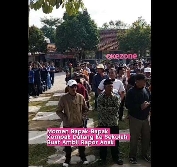 Viral Bapak-bapak Ambil Rapor Anak di Sekolah, Netizen: Momen Langka!