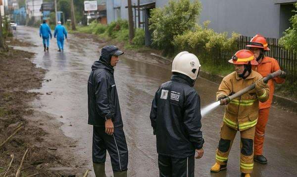 Sungai Paron Meluap, Jalan dan Permukiman di Bumiaji Kota Batu Tergenang Banjir