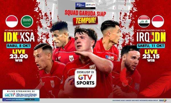 Live GTV! Timnas Indonesia Tantang Arab Saudi dan Irak Demi Tiket Piala Dunia 2026