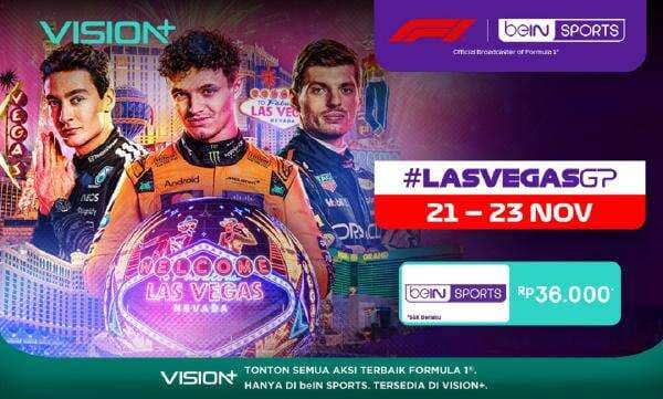 Klik di Sini! Jadwal dan Link Live Streaming F1 GP Las Vegas 2025 di Vision+