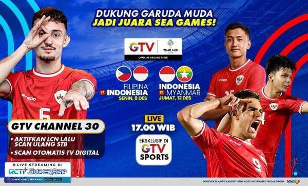 Cara Nonton Timnas Indonesia U-22 di SEA Games 2025: Scan Ulang GTV di Channel 30 Biar Makin Jernih!