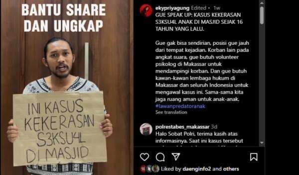 Komika Eky Priyagung Belum Diperiksa sebagai Korban Kekerasan Seksual di Polrestabes Makassar