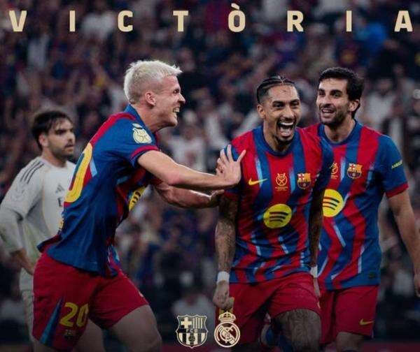 Hasil Barcelona vs Real Madrid di Final Piala Super Spanyol 2026: Sikat Los Blancos 3-2, Raphinha Cs Juara!