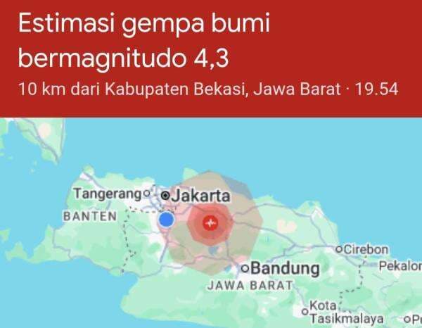 Breaking News: Gempa Magnitudo 4,9 Guncang Bekasi, Getaran Terasa di Depok, Bogor hingga Jakarta