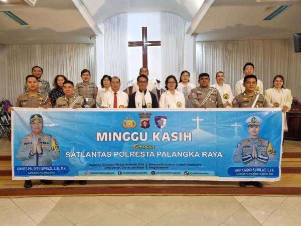 Satlantas Polresta Palangkaraya Gaungkan Sinergi Lewat Minggu Kasih Bersama Jemaat GKE Pangarinah