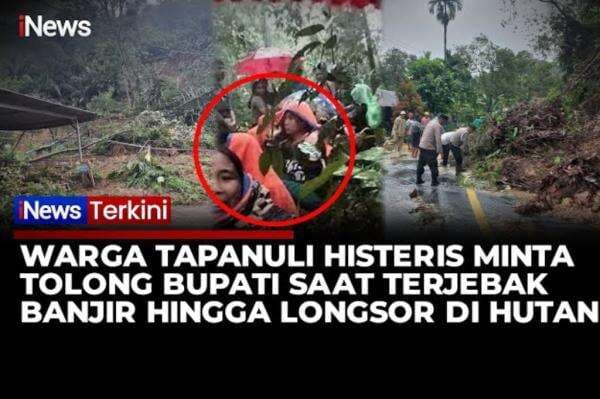 Mendebarkan! Momen Warga Terjebak Banjir-Longsor dalam Hutan di Tapanuli, Minta Tolong Bupati