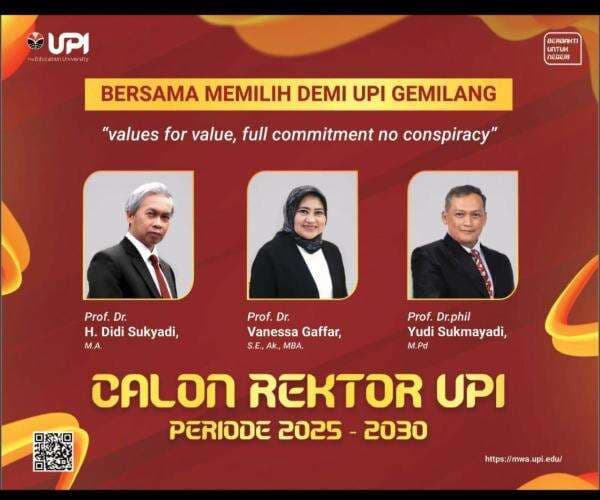 Begini 3 Calon Rektor UPI Periode 2025-2030, Simak Profilnya