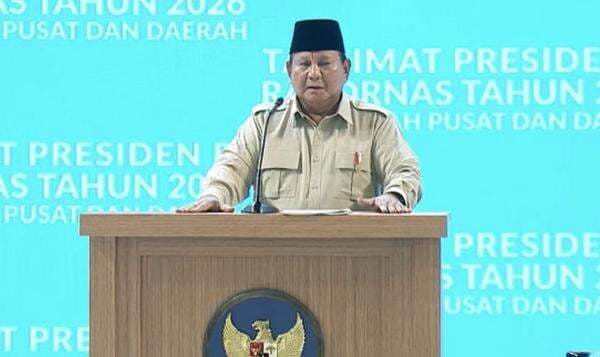 Prabowo di Rakornas 2026: Hati Saya Bergetar Melihat Semangat Persatuan