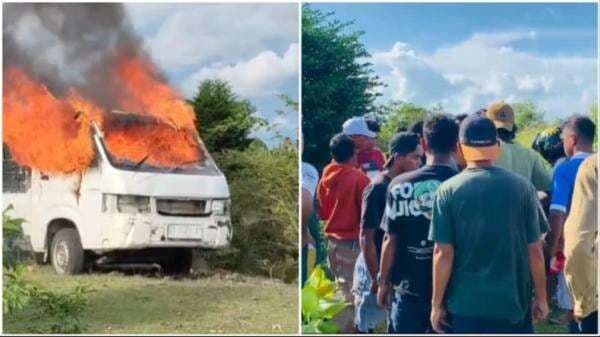 Pencuri Sapi Kakak Beradik di Buteng Diamuk Warga, Mobil Pikap Pengangkut Sapi Curian Dibakar