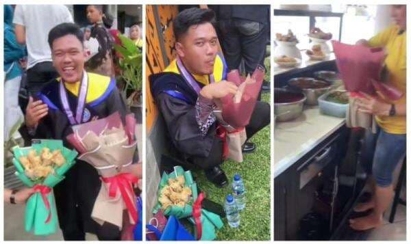 Viral Wisudawan Ini Dapat Buket Berisi Gorengan dan Nasi Padang, Netizen Ngakak: Habis Wisuda Langsung Makan Viral Wisudawan Ini Dapat Buket Berisi Gorengan dan Nasi Padang, Netizen Ngakak: Habis Wisuda Langsung Makan