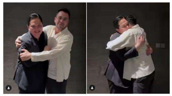 Timnas Indonesia Taklukkan Bahrain, Raffi Ahmad dan Erick Thohir Pelukan