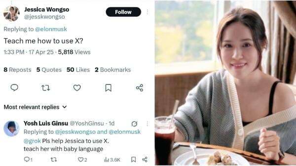 Jessica Wongso Muncul di Media Sosial Tanya Elon Musk Cara Main X