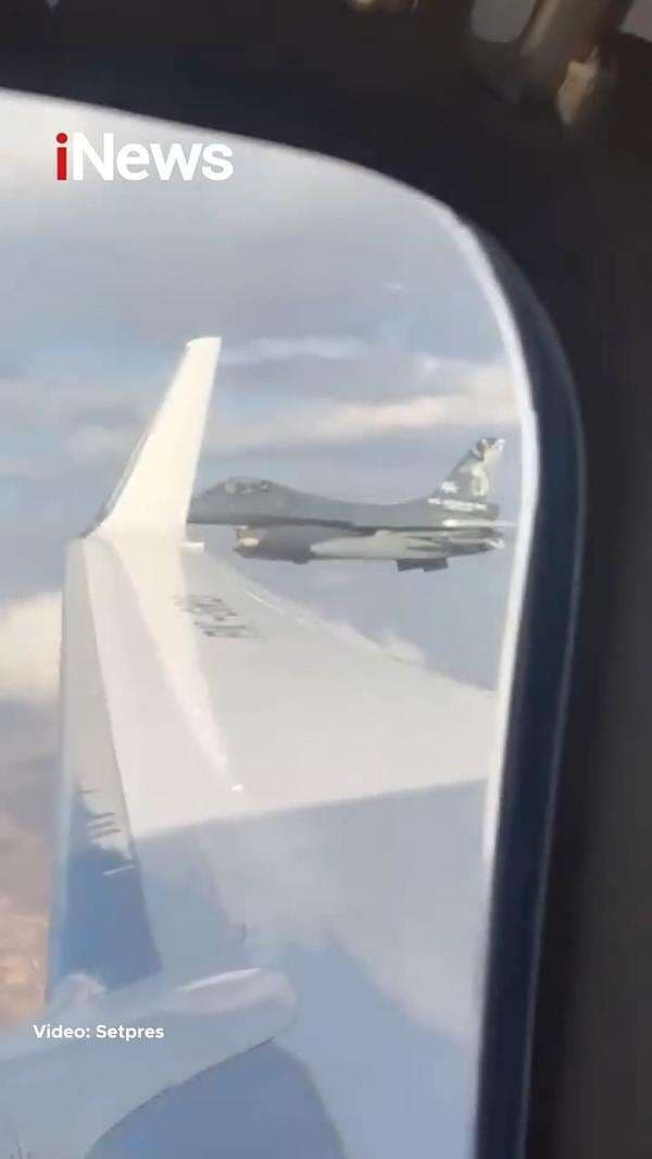 Momen Presiden Prabowo Dikawal Jet Tempur Angkatan Udara Yordania