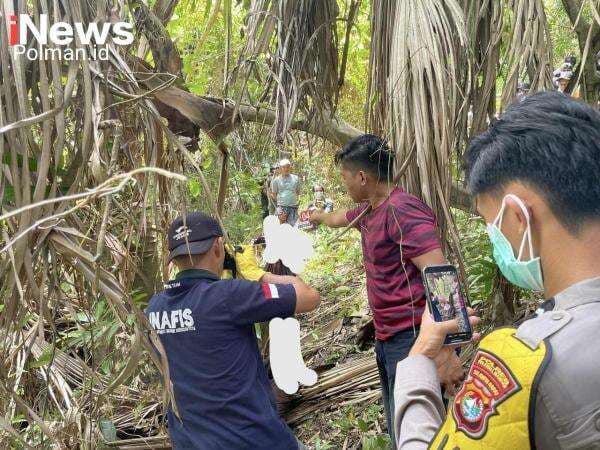 Warga Digegerkan Penemuan Mayat Perempuan Tergantung  di Pohon , Personil Polres Polman Amankan TKP