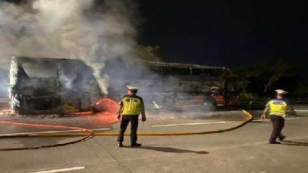 Bus PO Rosalia Indah Terbakar di Tol Sragen, Penumpang Panik