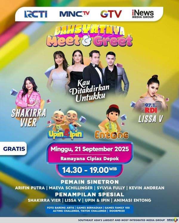 Deretan Pemain Sinetron Kau Ditakdirkan Untukku Akan Menyapa Warga Depok di Dahsyatnya Meet and Greet Deretan Pemain Sinetron Kau Ditakdirkan Untukku Akan Menyapa Warga Depok di Dahsyatnya Meet and Greet