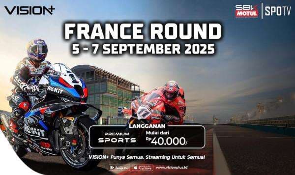 Link Streaming WorldSBK French Round 2025 di VISION+, Simak Jadwal Lengkapnya! Link Streaming WorldSBK French Round 2025 di VISION+, Simak Jadwal Lengkapnya!