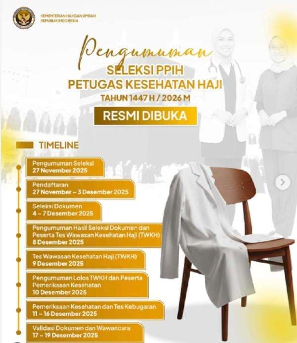 Ini Cara Daftar Petugas Kesehatan Haji 2026