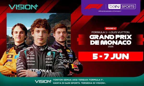 F1 GP Monako 2026 Digelar Akhir Pekan Ini, Saksikan Live Streaming di VISION+