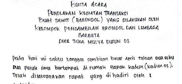 Kompak, Puluhan Warga Desa Suka Mulya Tolak Jalannya dilalui Ormas yang Ambil Brondolan Sawit
