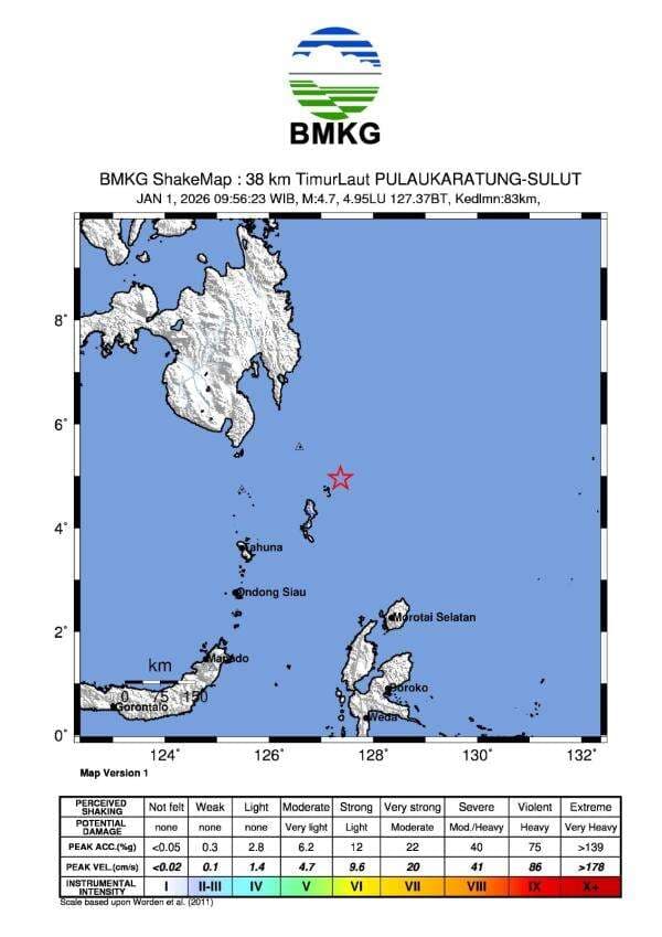 Gempa M5,0 Guncang Kepulauan Talaud Sulut, BMKG: Tidak Berpotensi Tsunami