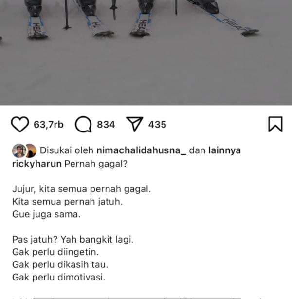 Diterpa Isu Perselingkuhan, Ricky Harun Posting soal Kegagalan