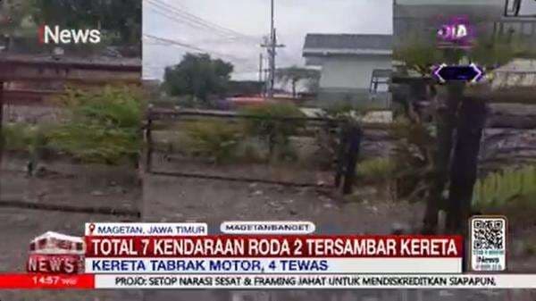 Neraka Perlintasan Stasiun Magetan! Kereta Api Malioboro Ekspres Tabrak 7 Motor, 4 Orang Tewas