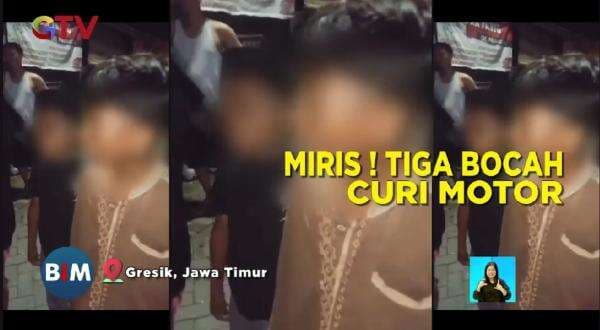 Tiga Bocah SD Ditangkap Warga saat Mencuri Motor di Gresik