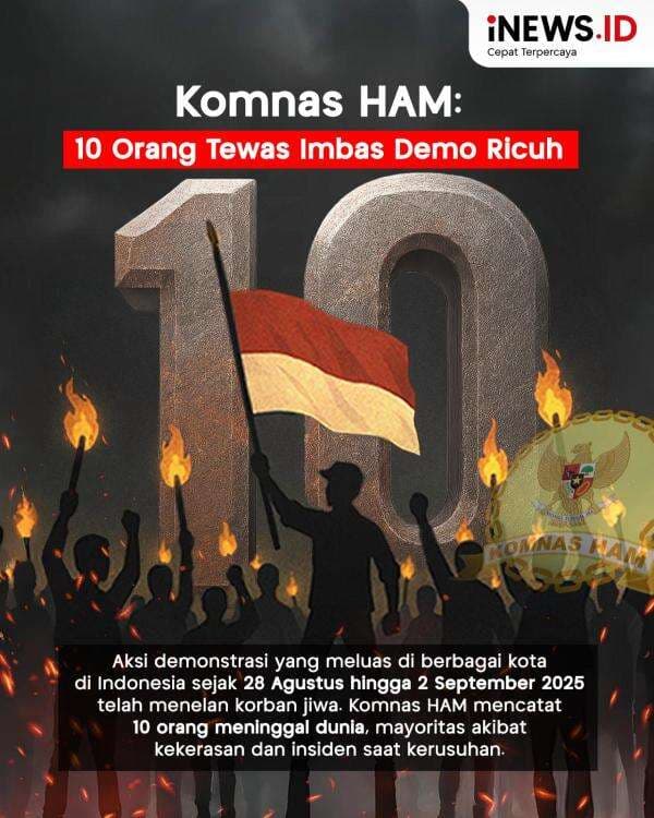Infografis Komnas HAM Ungkap 10 Orang Tewas akibat Demo Ricuh di Berbagai Daerah