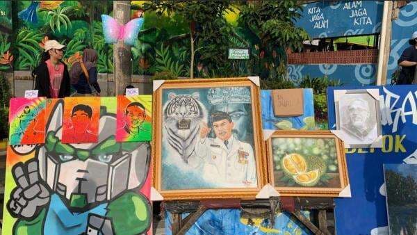 Lukisan Dedi Mulyadi dengan Harimau Putih Prabu Siliwangi Jadi Daya Tarik Pengunjung CFD Depok