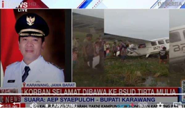 Breaking News: Pesawat Latih Jatuh di Karawang, 4 Luka-Luka