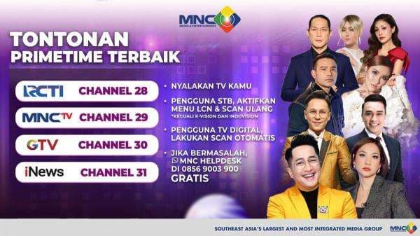 Saksikan Program Prime Time Terbaik di RCTI Channel 28, MNCTV Channel 29, GTV Channel 30, iNews Channel 31