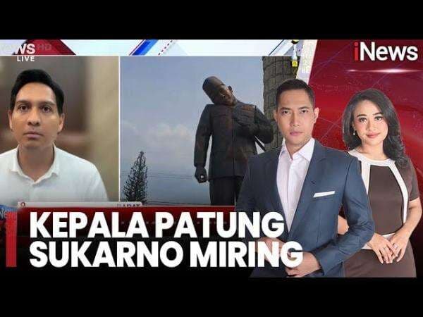 Viral Kepala Patung Sukarno di Indramayu Miring gegara Tertimpa Tenda