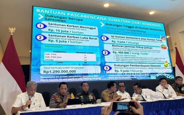 Kemensos Salurkan Bantuan Rp100,4 Miliar untuk Tanggap Darurat Bencana Sumatera 