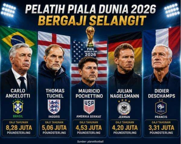 5 Pelatih Top Piala Dunia 2026 dengan Gaji Selangit, Nomor 1 Carlo Ancelotti!
