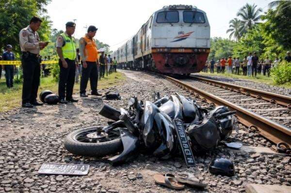 Kecelakaan di Pelintasan Kediri, Pemotor Lansia Tewas Tertabrak Kereta Api Brantas