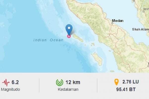 Gempa Terkini M6,2 Guncang Sinabang Aceh, Waspadai Gempa Susulan