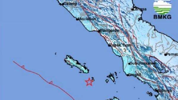 BMKG: Gempa Magnitudo 5,8 Guncang Simeulue Aceh akibat Aktivitas Zona Megathrust