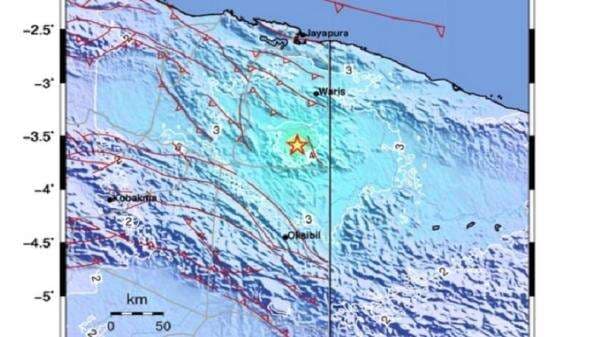 Gempa Bumi Magnitudo 5,2 Guncang Keerom Papua, Kedalaman 10 Km