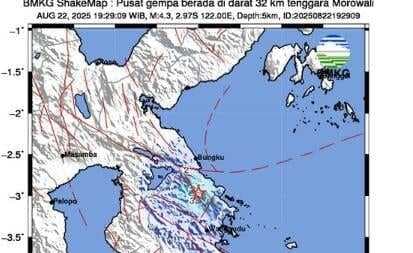 Gempa Dangkal Magnitudo 3,7 Guncang Morowali, Getaran Terasa seperti Truk Lewat