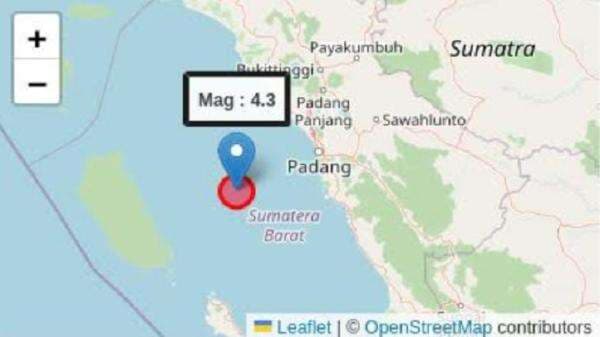 BMKG: Gempa Magnitudo 4,3 Guncang Padang Disebabkan Aktivitas Sesar Mentawai