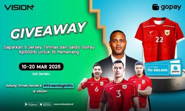 Langganan VISION+ Bayar Pakai GoPay, Dapatkan THR Rp500.000 dan Jersey Timnas Gratis