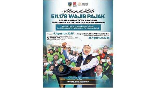 Pemutihan PKB, Gubernur Khofifah: Ojol dan Masyarakat Rentan Ekonomi Ikut Rasakan Manfaat