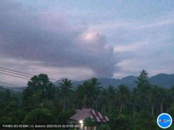 Gunung Dukono di Halmahera Utara Erupsi, Tinggi Letusan Capai 1.200 Meter